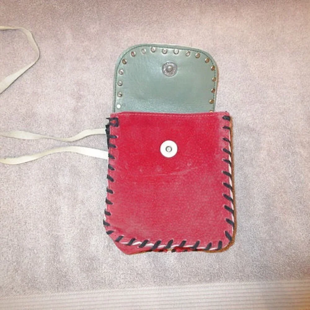 Native American Leather Crossbody Beaded Fringe Tribal Conchos Medicine Bag West